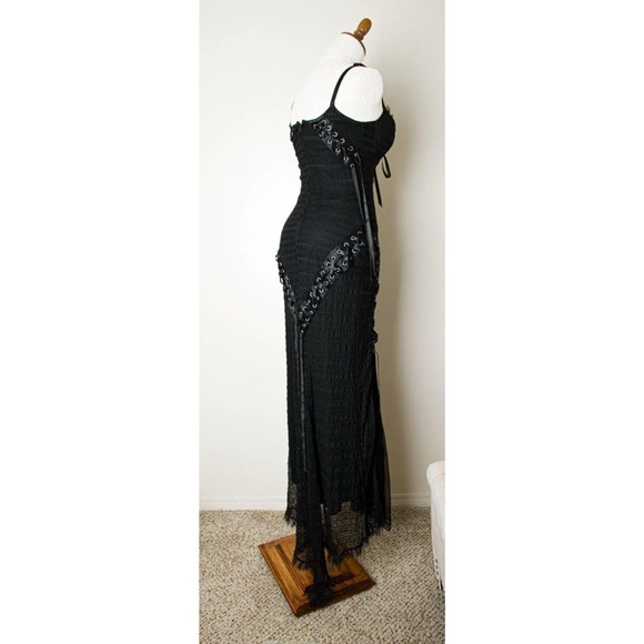 Vintage Lip Service Lace up Corset Gothic Romantic Gown Rave Wedding Dress L - Picture 2 of 7